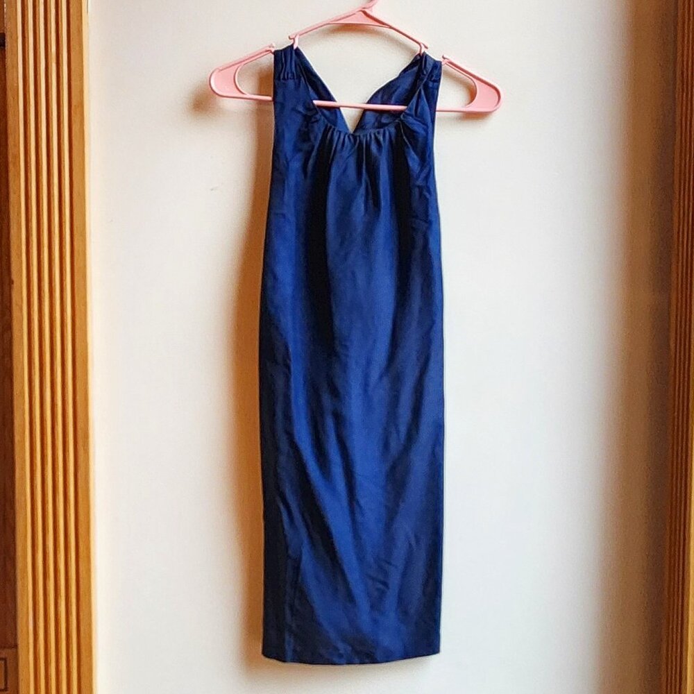 Banana Republic Navy Blue Criss Cross Back Sleeveless Shift Dress Size Petite XS